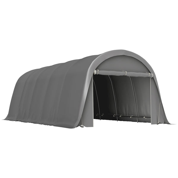 Carport tente de garage 3,6 x 7,2 m, abri voiture extérieur, tente de stockage avec parois latérales amovibles et Grande Porte Roulante, carport pour voiture, camion, bateau, gris foncé