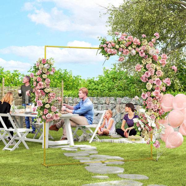 Support d'arche de fond en métal doré pour mariage, 2 m, arche de jardin, mariage, fête d'anniversaire, fête prénatale, arche de ballons floraux