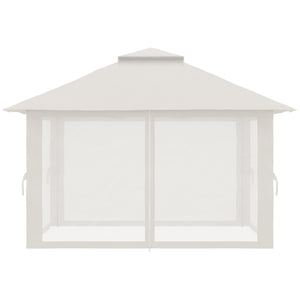 Tonnelle de jardin extérieur barnum de jardin pop-up tente pliant 4 x 4 m double toit protection UV 50+ 4 moustiquaires, 4 sacs de sable, 1 sac de transport tissu Oxford métal blanc