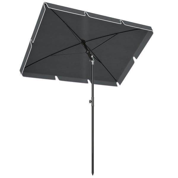 Parasol de jardin Parasol droit rectangulaire inclinable alu métal polyester haute densité 2 x 1,3 m gris