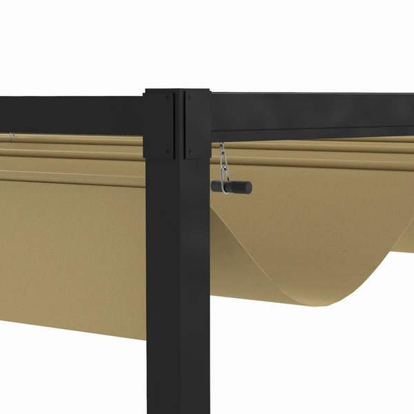 Pergola coulissante pergola rétractable 3 x 2 m structure métal époxy anticorrosion toile polyester haute densité 180 g/m² incluse kaki