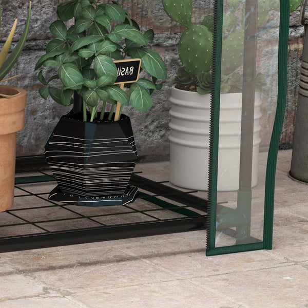 Serre de jardin avec étagères 3 niveaux, serre de balcon, bâche renforcée PVC, châssis en acier, porte zippée enroulable, pour légumes plantes fleurs, 59 x 39 x 127 cm, transparent