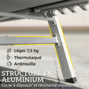 Bain de Soleil en Aluminium Léger, Dossier Réglable 6 Positions, Textilène 560g/m² et Rembourrage Intégré, Chaise Longue Anti-Rouille pour Terrasse Piscine Jardin, 64x181x90cm, Gris Clair