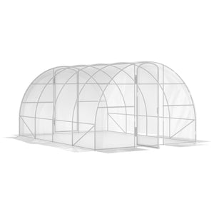 Serre de jardin tunnel 4 x 3 x 2 m 12 m² avec 2 portes à charnières bâche en PE 150 g/m² pour Légumes Plantes Fleurs