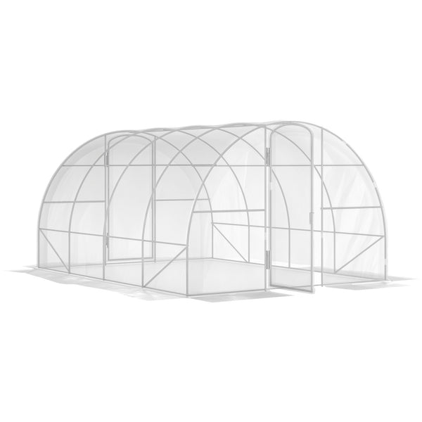 Serre de jardin tunnel 4 x 3 x 2 m 12 m² avec 2 portes à charnières bâche en PE 150 g/m² pour Légumes Plantes Fleurs
