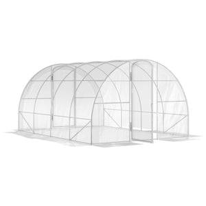 Serre de jardin tunnel 4 x 3 x 2 m 12 m² avec 2 portes à charnières bâche en PE 150 g/m² pour Légumes Plantes Fleurs