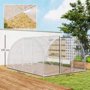 Serre de jardin tunnel 4 x 3 x 2 m 12 m² avec 2 portes à charnières bâche en PE 150 g/m² pour Légumes Plantes Fleurs