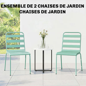 Lot de 2 Chaises de Jardin, Chaises Empilables en Métal pour Salle à Manger Extérieure, Mobilier d'Extérieur pour Jardin, Balcon, Vert