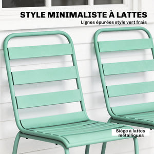 Lot de 2 Chaises de Jardin, Chaises Empilables en Métal pour Salle à Manger Extérieure, Mobilier d'Extérieur pour Jardin, Balcon, Vert