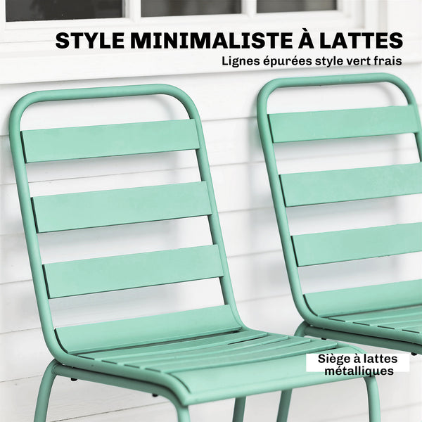 Lot de 2 Chaises de Jardin, Chaises Empilables en Métal pour Salle à Manger Extérieure, Mobilier d'Extérieur pour Jardin, Balcon, Vert
