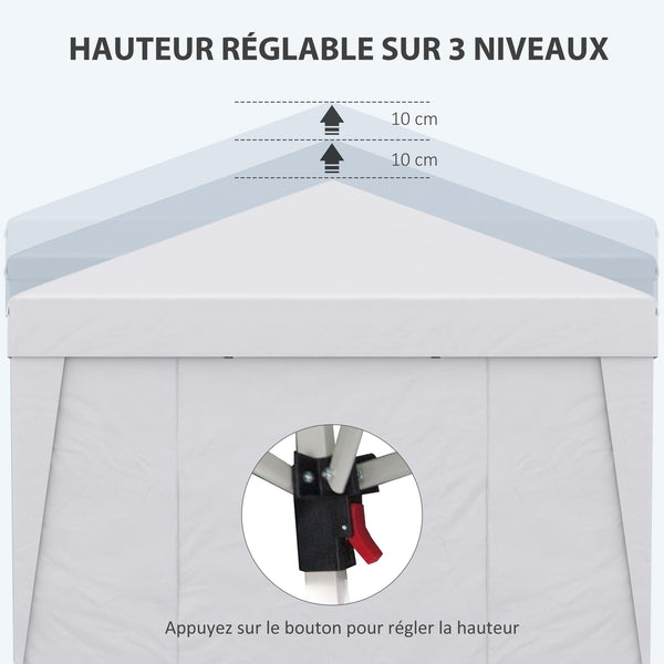 Tonnelle de jardin pop-up pliante tonnelle barnum tente de réception 3 x 3 m anti-UV 30 + avec fenêtres parois latérales sac de transport blanc