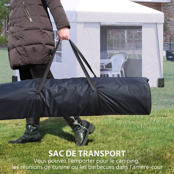Tonnelle de jardin pop-up pliante tonnelle barnum tente de réception 3 x 3 m anti-UV 30 + avec fenêtres parois latérales sac de transport blanc