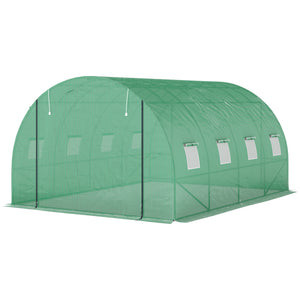 Serre de jardin 12 m², serre tunnel de jardin 3 x 4 x 2 m avec porte enroulable et 8 fenêtres en maille, serre en acier galvanisé et PE haute densité 170 g/m², résistante aux UV, vert