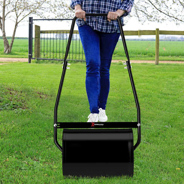 Rouleau à Gazon Jardin en Acier avec poignée dim. 47L x 32l x 105H cm lestage Max. 30 L Noir