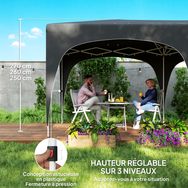 Tonnelle de jardin extérieure 3 x 6 m, tonnelle pliante pop up, hauteur réglable, sac de transport et sacs de sable, protection UPF50+, barnum pliant pour camping, festival, patio, gris foncé