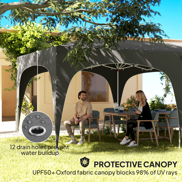 Tonnelle de jardin extérieure 3 x 6 m, tonnelle pliante pop up, hauteur réglable, sac de transport et sacs de sable, protection UPF50+, barnum pliant pour camping, festival, patio, gris foncé
