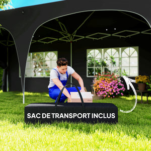 Tonnelle de jardin extérieure 3 x 6 m, tonnelle pliante pop up, hauteur réglable, sac de transport et sacs de sable, protection UPF50+, barnum pliant pour camping, festival, patio, gris foncé