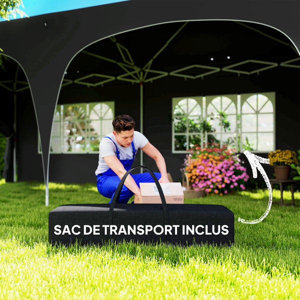 Tonnelle de jardin extérieure 3 x 6 m, tonnelle pliante pop up, hauteur réglable, sac de transport et sacs de sable, protection UPF50+, barnum pliant pour camping, festival, patio, gris foncé
