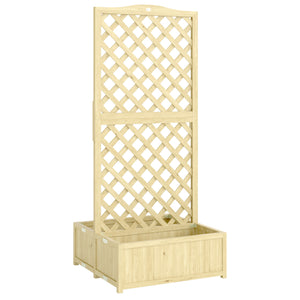Jardinière avec Treillis en Bois Massif - Carré Potager Pliable avec Double Bac à Fleurs - Lit de Jardin 170cm de Haut pour Plantes Grimpantes sur Balcon, Terrasse Brise-Vue, Naturel