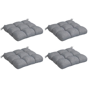 Lot de 4 coussins de chaise de jardin, Coussins extérieurs capitonné, Rembourrage 10 cm avec attaches, dim. 48L x 48l cm Gris