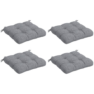 Lot de 4 coussins de chaise de jardin, Coussins extérieurs capitonné, Rembourrage 10 cm avec attaches, dim. 48L x 48l cm Gris