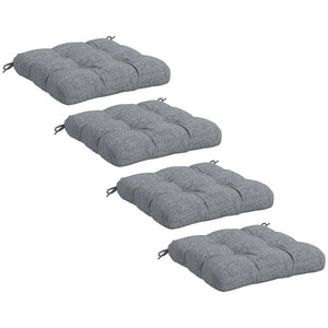 Lot de 4 coussins de chaise de jardin, Coussins extérieurs capitonné, Rembourrage 10 cm avec attaches, dim. 48L x 48l cm Gris