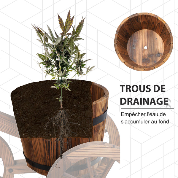 Porte Plante Tricycle - étagère de Pots de Fleurs - jardinière dim. 52L x 31l x 45H cm - Bois de Sapin