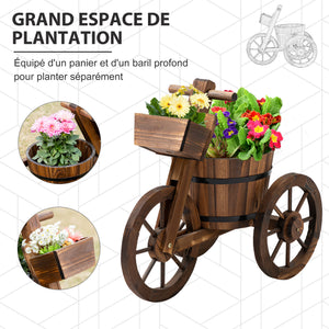 Porte Plante Tricycle - étagère de Pots de Fleurs - jardinière dim. 52L x 31l x 45H cm - Bois de Sapin