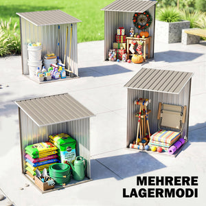 Abri de Jardin 1m² - Remise pour Outils - cabanon Porte verrouillable - dim. 1L x 1,03l x 1,6H m - tôle d'acier ondulée marron et blanc