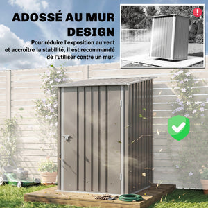 Abri de Jardin 1m² - Remise pour Outils - cabanon Porte verrouillable - dim. 1L x 1,03l x 1,6H m - tôle d'acier ondulée marron et blanc