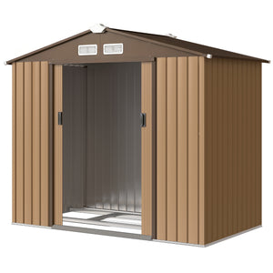 Abri de jardin 2,5 m² - remise pour outils avec kit de fondation - cabanon porte verrouillable - dim. 213L x 130l x 185H cm - tôle d'acier ocre