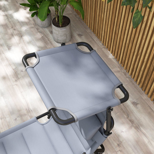 Bain de soleil, chaise longue pliante avec pare-soleil, appuie-tête en tissu Oxford, transat jardin extérieur inclinable de plage camping piscine terrasse 70 x 200 x 45 cm gris
