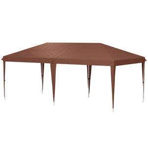 Tonnelle pliante 3x6m tonnelle de jardin extérieur barnum de jardin pop-up pliant sac inclus acier époxy oxford haute densité marron