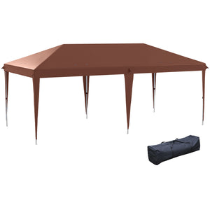 Tonnelle pliante 3x6m tonnelle de jardin extérieur barnum de jardin pop-up pliant sac inclus acier époxy oxford haute densité marron