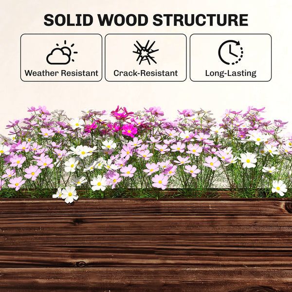 Bac à Plantes Surélevé en Bois à 3 Niveaux, Jardinière sur Pieds avec Trous de Drainage et Doublure, Bac de Jardin Élevé pour Légumes, Herbes, Fleurs, 60 x 25 x 120 cm, Marron