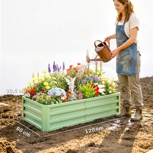 Carré Potager 120 x 60 x 30,5 cm, Potager Surélevé en Acier galvanisé pour Plantes légumes, Fleurs, Vert