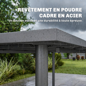 Table de jardin pour 6 personnes, 165 x 80 cm, table à manger extérieure rectangulaire avec plateau à lattes en métal, mobilier de patio tout temps pour balcon, terrasse, gris foncé