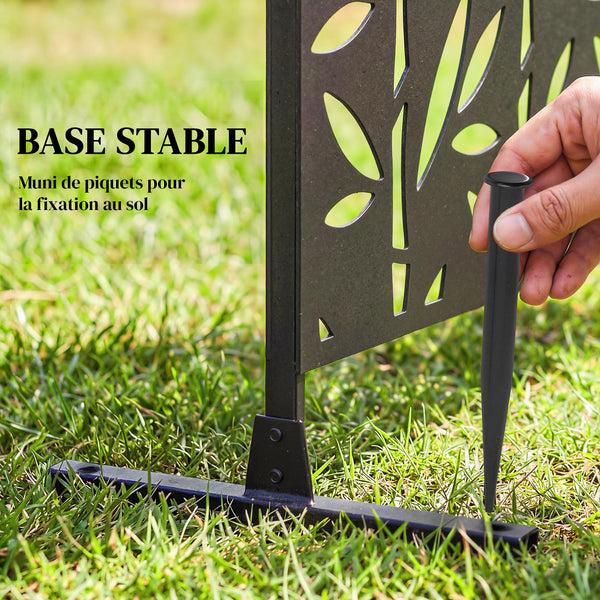Panneau Brise Vue décoratif Extérieur Claustra Décoratif Jardin 3 Panneaux à motif Bambou paravent extérieur avec support en métal 92 x 40 x 192 cm, Noir