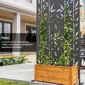 Panneau Brise Vue décoratif Extérieur Claustra Décoratif Jardin 3 Panneaux à motif Bambou paravent extérieur avec support en métal 92 x 40 x 192 cm, Noir