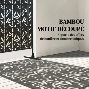 Panneau Brise Vue décoratif Extérieur Claustra Décoratif Jardin 3 Panneaux à motif Bambou paravent extérieur avec support en métal 92 x 40 x 192 cm, Noir