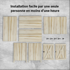 Armoire de Jardin en Bois, Placard de Jardin en Bois avec Étagères et Double Portes, Armoire à Outils, 110 x 60 x 88,5 cm, Bois Naturel