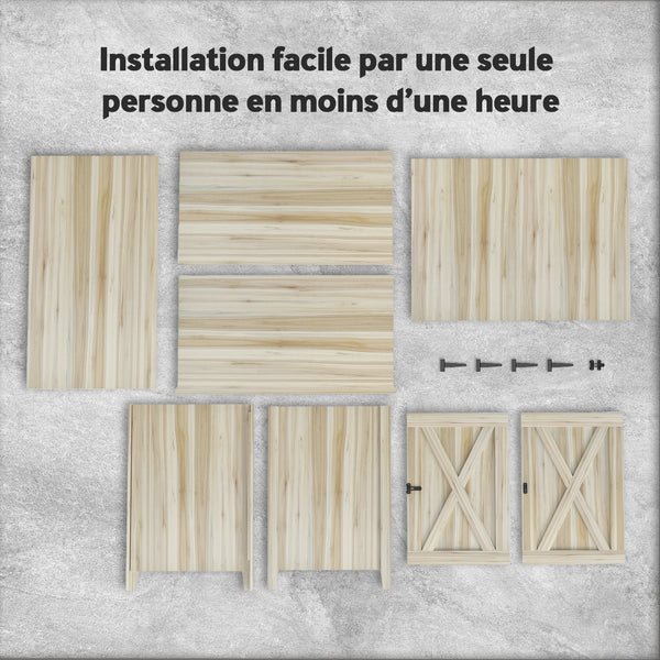 Armoire de Jardin en Bois, Placard de Jardin en Bois avec Étagères et Double Portes, Armoire à Outils, 110 x 60 x 88,5 cm, Bois Naturel