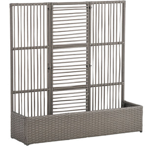 Jardinière avec treillis jardinière sur pied support pour plantes avec treillis bac à fleurs rectangulaire en résine tressée PE et acier dim. 103L x 29l x 103H cm gris
