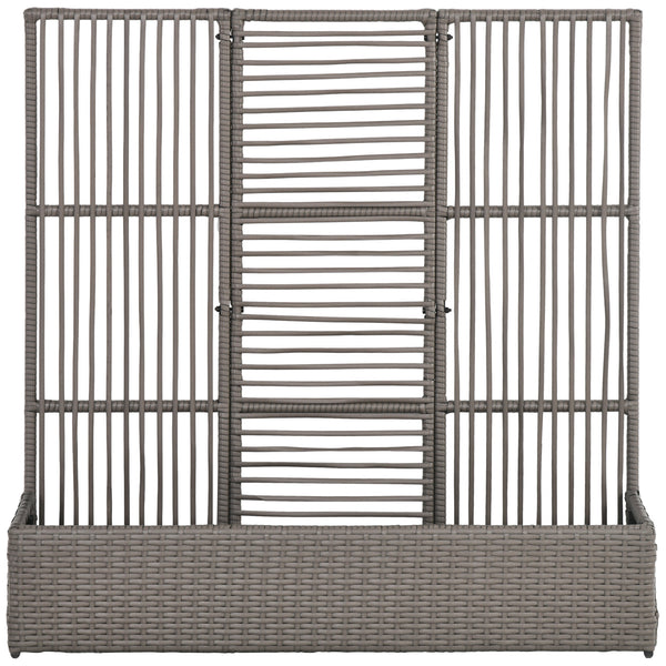 Jardinière avec treillis jardinière sur pied support pour plantes avec treillis bac à fleurs rectangulaire en résine tressée PE et acier dim. 103L x 29l x 103H cm gris