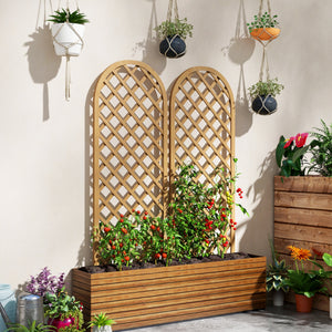 Lot de 2 treillis en bois pour le jardin - panneau arc pour plantes grimpantes - dim. un panneau : 60L x 150H cm