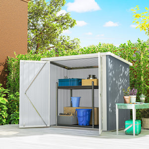 Abri de Jardin - cabane de jardin 1,09 m² - cabanon rangement outils 2 Portes verrouillables - dim. 147L x 86l x 134H cm - tôle d'acier Gris clair Blanc