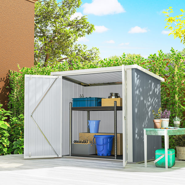 Abri de Jardin - cabane de jardin 1,09 m² - cabanon rangement outils 2 Portes verrouillables - dim. 147L x 86l x 134H cm - tôle d'acier Gris clair Blanc