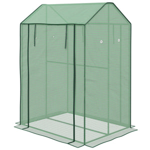 Serre de jardin PE, serre de balcon, bâche renforcée 135 g/m², châssis en acier, 2 portes zippées enroulables, pour légumes plantes fleurs, intérieur et extérieur, 100 x 80 x 150 cm vert