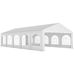 Tente de réception 5x10m, barnum 5 compartiments, protection UV 40+ et structure renforcée en acier galvanisé - tonnelle de jardin, chapiteau 10 parois amovibles pour fête et mariage, blanc