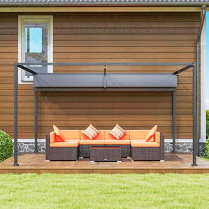 Pergola coulissante pergola rétractable 4 x 3 m structure métal époxy anticorrosion toile polyester haute densité 180 g/m² incluse gris foncé